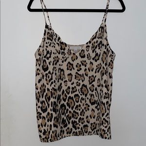cheetah print scalloped v neck tank